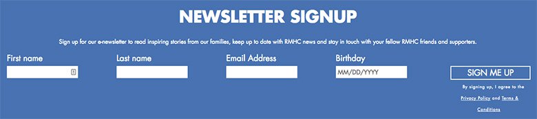 Ronald newsletter signup