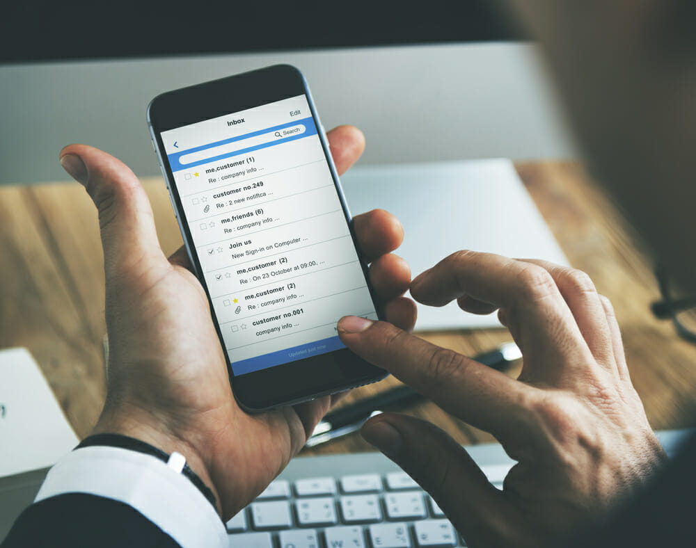 Checking emails on mobile phones