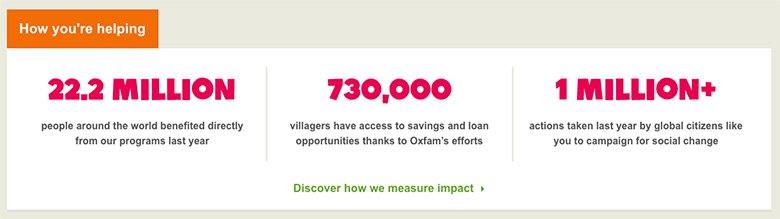 Oxfam website calling out statistics