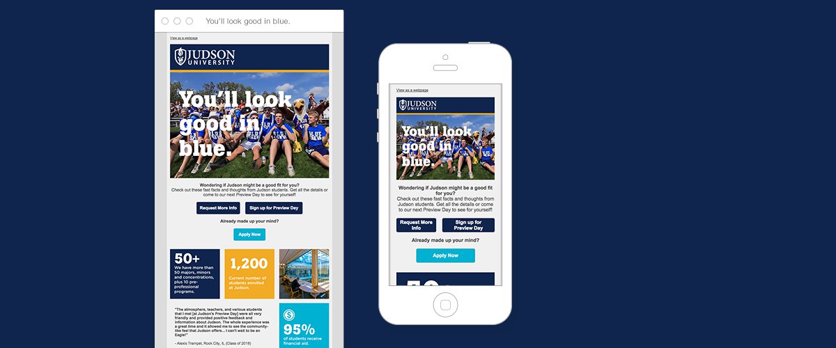 Responsive email marketing campaign for Judson University in Elgin, Illinois.