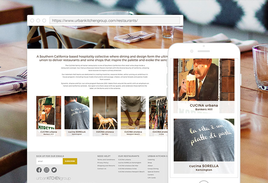 Urban Kitchen Group Corporate Site, Desktop and Mobile Views
